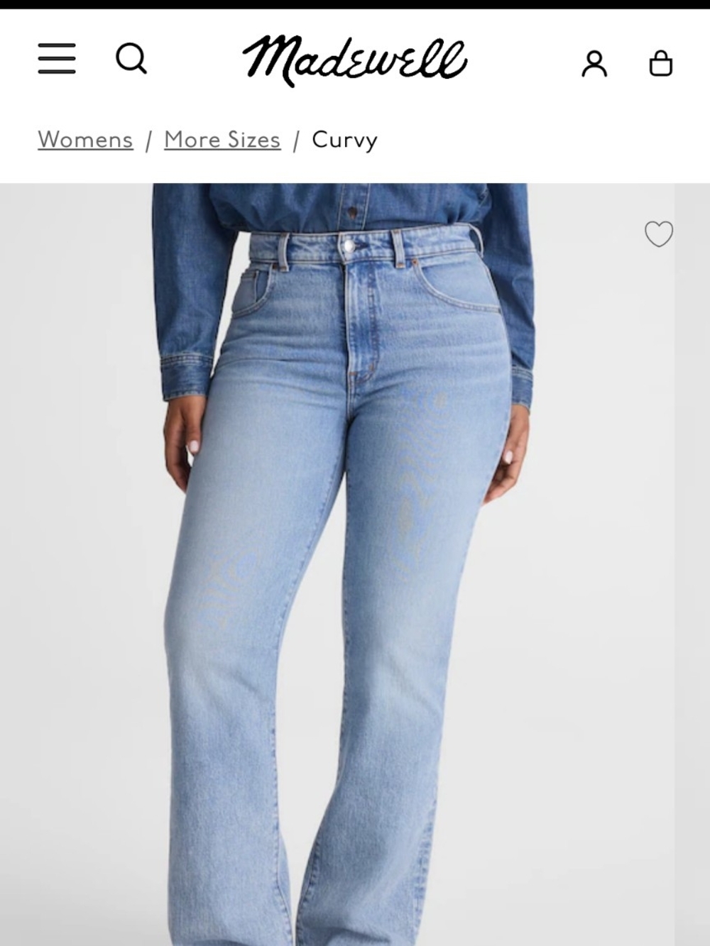 Madewell High Rise Light Blue jeans curvy relaxed bootcut size 12